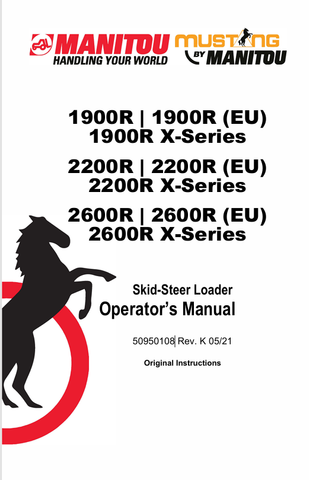 MUSTANG 1900R, 2200R, 2600R (50950108) OPERATOR'S MANUAL - PDF FILE