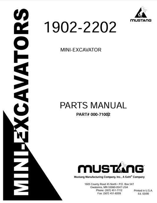 MUSTANG 1902, 2202 (000-71002) PARTS MANUAL - PDF FILE