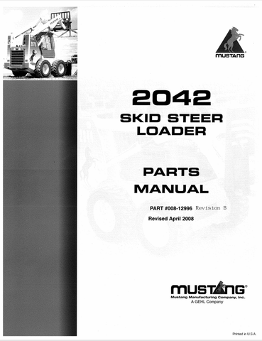 MUSTANG 2024 SKID STEER LOADER (008-12996) PARTS MANUAL - PDF FILE