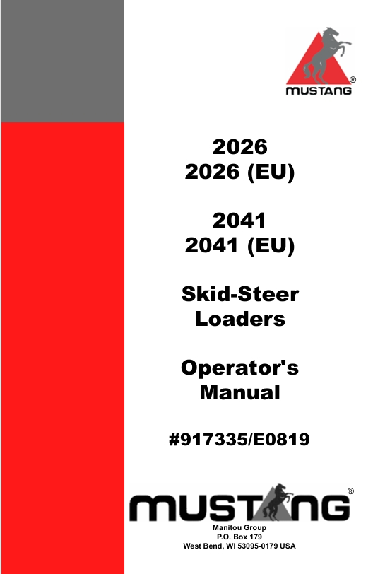 MUSTANG 2026, 2041 (917335) OPERATOR'S MANUAL - PDF FILE