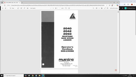 MUSTANG 2040, 2042, 2050 (000-24996) OPERATOR'S MANUAL - PDF FILE