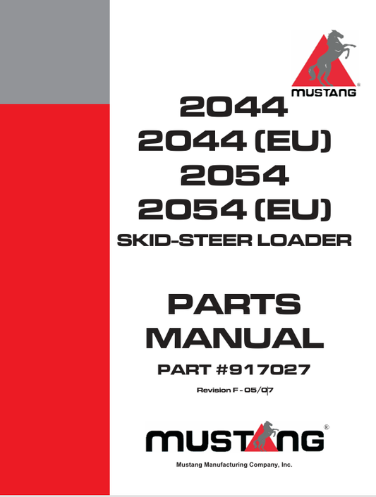 MUSTANG 2044, 2054 SKID STEER LOADER (917027) PARTS MANUAL - PDF FILE