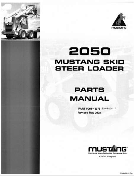 MUSTANG 2050 SKID STEER LOADER (001-48976) PARTS MANUAL - PDF FILE