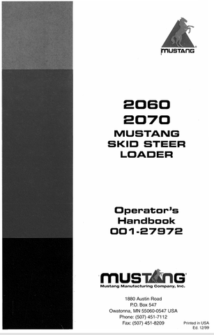 MUSTANG 2060, 2070 (001-27972) OPERATOR'S MANUAL - PDF FILE