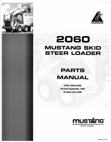 MUSTANG 2060 SKID STEER LOADER (000-93966) PARTS MANUAL - PDF FILE