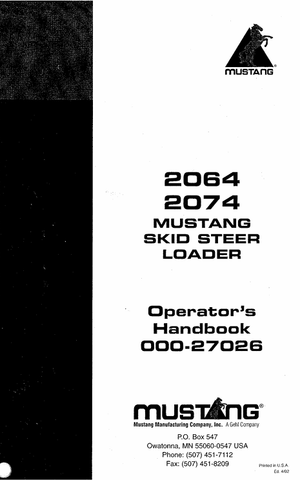 MUSTANG 2064, 2074 (000-27026) OPERATOR'S MANUAL - PDF FILE