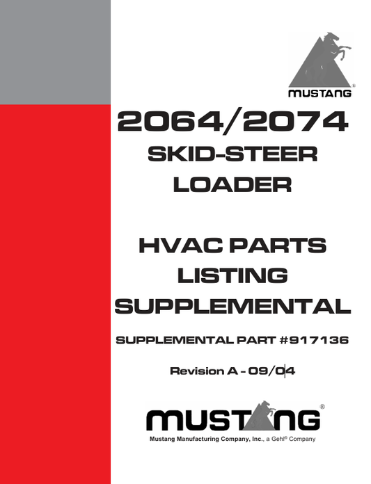 MUSTANG 2064, 2074 SKID STEER LOADER (917136) PARTS MANUAL - PDF FILE