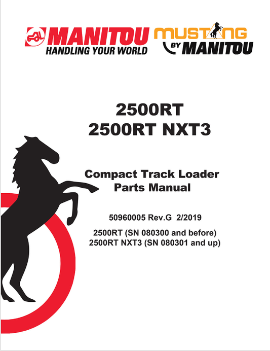 MUSTANG 2500RT COMPACT TRACK LOADER (50960005) PARTS MANUAL - PDF FILE