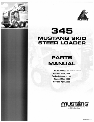 MUSTANG 345 SKID STEER LOADER (000-23788) PARTS MANUAL - PDF FILE
