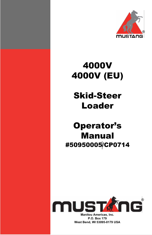 MUSTANG 4000V (50950005) OPERATOR'S MANUAL - PDF FILE