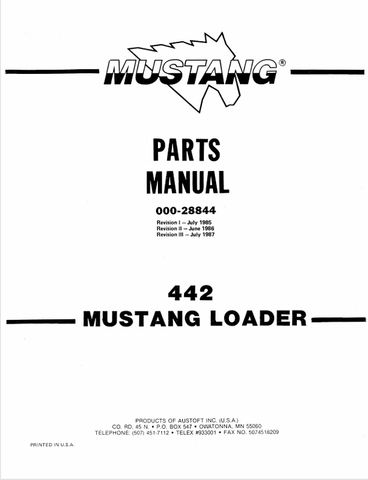 MUSTANG 442 (000-28844) PARTS MANUAL - PDF FILE