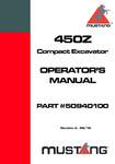 MUSTANG 450Z COMPACT EXCAVATOR (50940100) OPERATOR'S MANUAL - PDF FILE