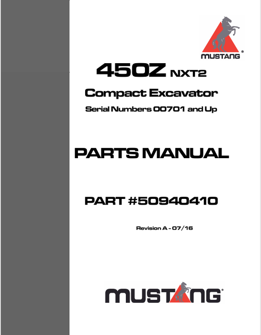 MUSTANG 450Z NXT2 (50940410) PARTS MANUAL - PDF FILE