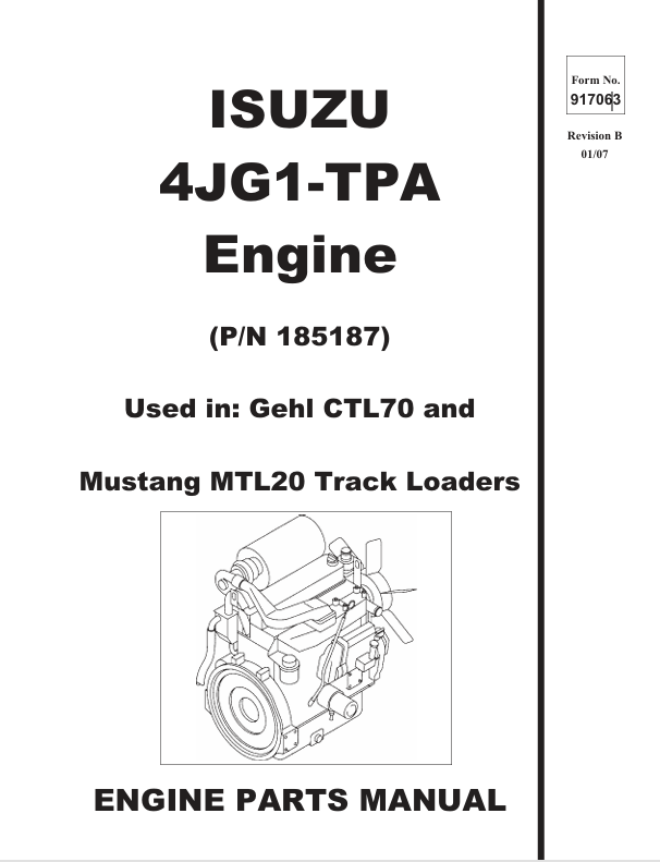MUSTANG 4JG1-TPA TRACK LOADER (917063) PARTS MANUAL - PDF FILE