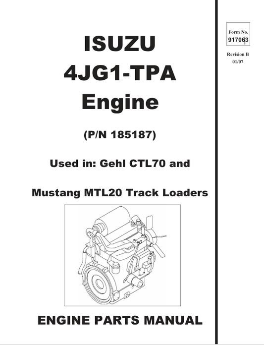 MUSTANG 4JG1-TPA TRACK LOADER (917063) PARTS MANUAL - PDF FILE