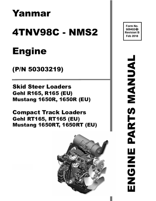 MUSTANG YANMAR 4TNV98C, NMS2 (50940249) PARTS MANUAL - PDF FILE