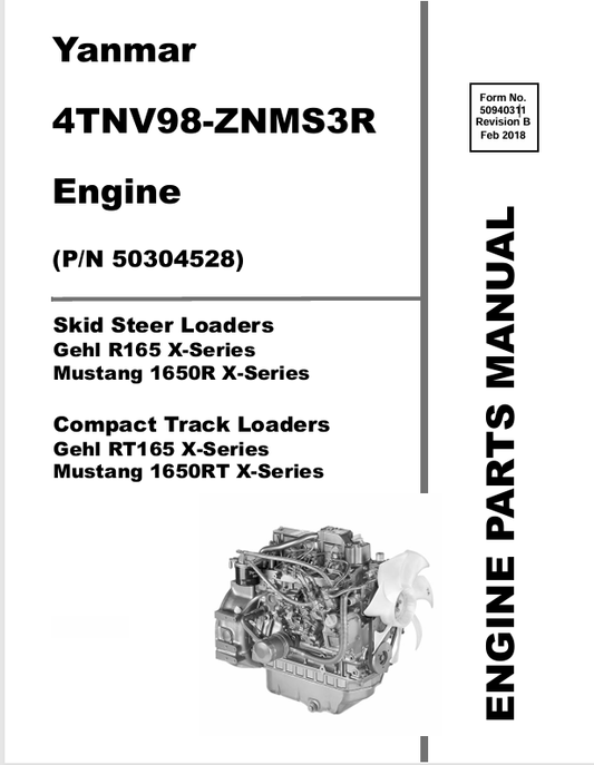 MUSTANG YANMAR 4TNV98, ZNMS3R (50940311) PARTS MANUAL - PDF FILE