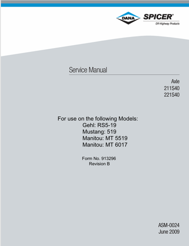 MUSTANG 519, MT 5519, MT 6017  (913296) SERVICE MANUAL - PDF FILE