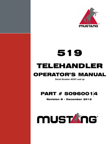 MUSTANG 519 TELEHANDLER (50960014) OPERATOR'S MANUAL - PDF FILE