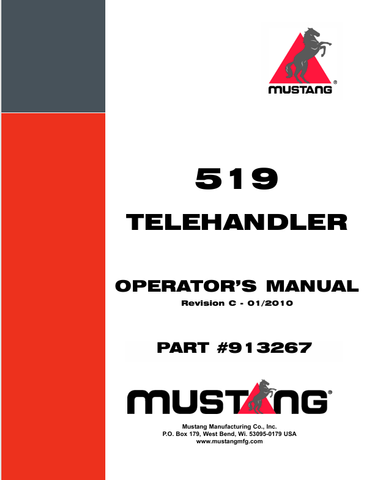 MUSTANG 519 TELEHANDLER (913267) OPERATOR'S MANUAL - PDF FILE