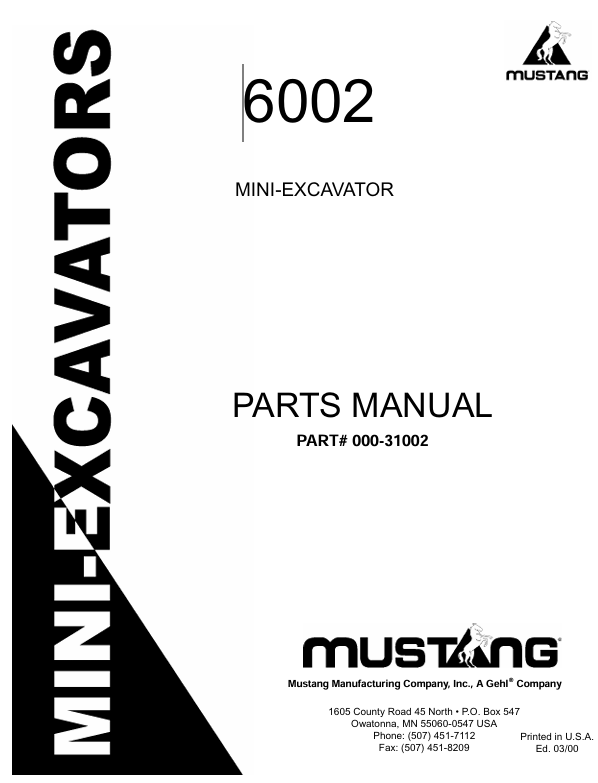 MUSTANG 6002 (000-31002) PARTS MANUAL - PDF FILE