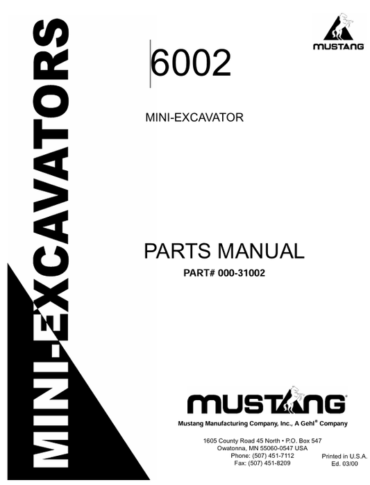 MUSTANG 6002 (000-31002) PARTS MANUAL - PDF FILE