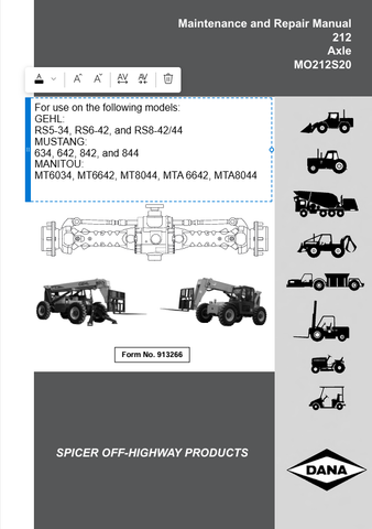 MUSTANG 634, 642 (913266) MAINTENANCE AND REPAIR MANUAL - PDF FILE