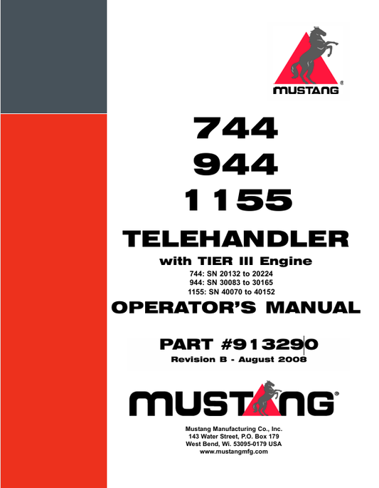 MUSTANG 744, 944, 1155 (913290) OPERATOR'S MANUAL - PDF FILE