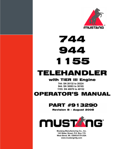MUSTANG 744, 944, 1155 (913290) OPERATOR'S MANUAL - PDF FILE