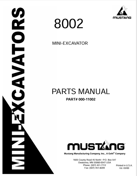 MUSTANG 8002 (000-11002) PARTS MANUAL - PDF FILE