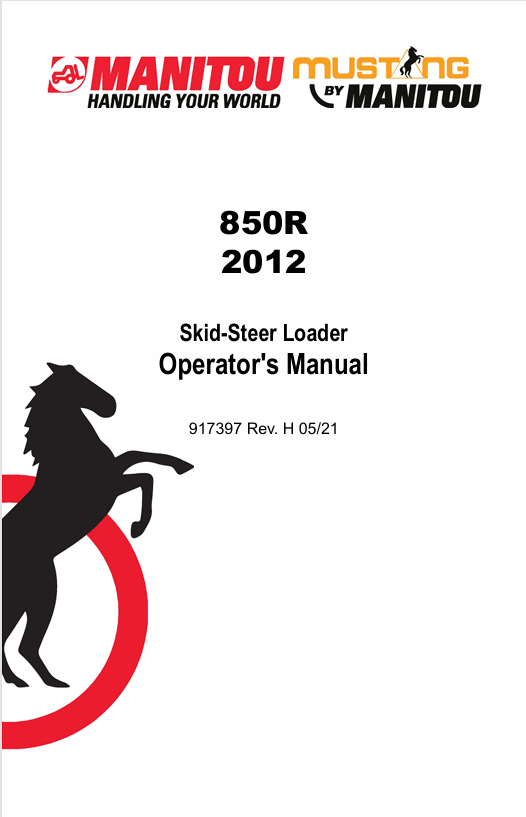 MUSTANG 850R, 2012 (917397) OPERATOR'S MANUAL - PDF FILE