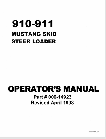 MUSTANG 910, 911 (000-14923) OPERATOR'S MANUAL - PDF FILE