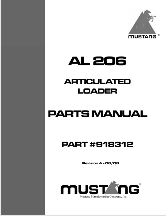 MUSTANG AL 206 ARTICULATED LOADER (918312) PARTS MANUAL - PDF FILE