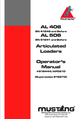 MUSTANG AL 406, AL 506 (918444A) OPERATOR'S MANUAL - PDF FILE