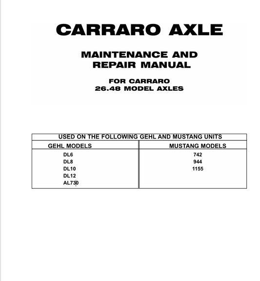MUSTANG CARRARO 1155 (908496) MAINTENANCE AND REPAIR MANUAL - PDF FILE