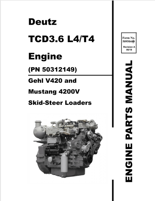 MUSTANG DEUTZ TCD3.6 L4/T4 (50950440) PARTS MANUAL - PDF FILE