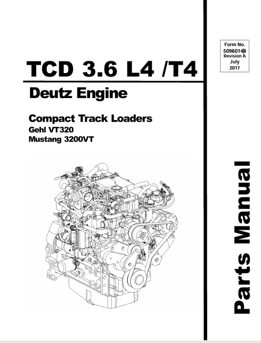 MUSTANG DEUTZ TCD 3.6 L4 /T4 (50960148) PARTS MANUAL - PDF FILE