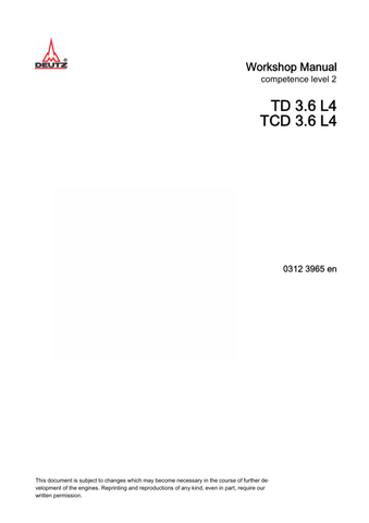 MUSTANG DEUTZ TD 3.6 L4 (03123965) WORKSHOP MANUAL - PDF FILE