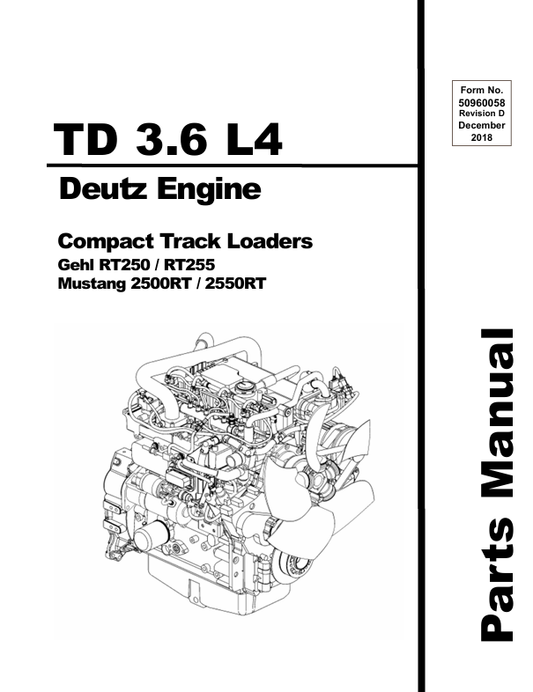 MUSTANG DEUTZ TD 3.6 L4 (50960058) PARTS MANUAL - PDF FILE