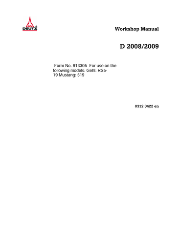 MUSTANG D 2008, 2009 (913305) WORKSHOP MANUAL - PDF FILE