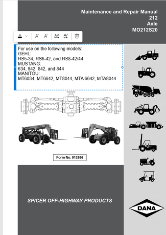 MUSTANG GEHL RS5-34 (913266) MAINTENANCE AND REPAIR MANUAL - PDF FILE