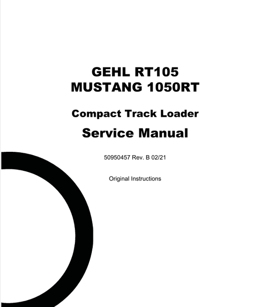 MUSTANG GEHL RT105, 1050RT (50950457) SERVICE MANUAL - PDF FILE