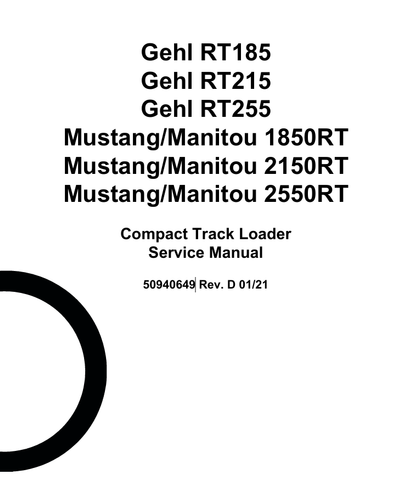 MUSTANG GEHL RT185, RT215, RT255 (50940649) SERVICE MANUAL - PDF FILE