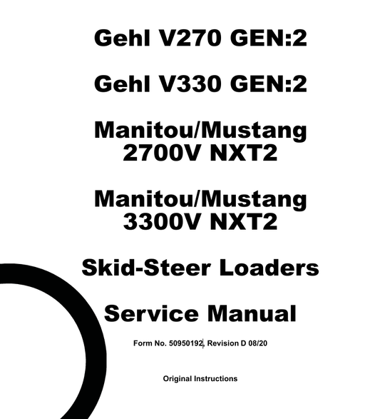 MUSTANG GEHL V270, V330 (50950192) SERVICE MANUAL - PDF FILE