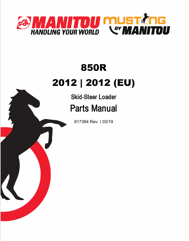 MUSTANG MANITOU 850R (917384) PARTS MANUAL - PDF FILE