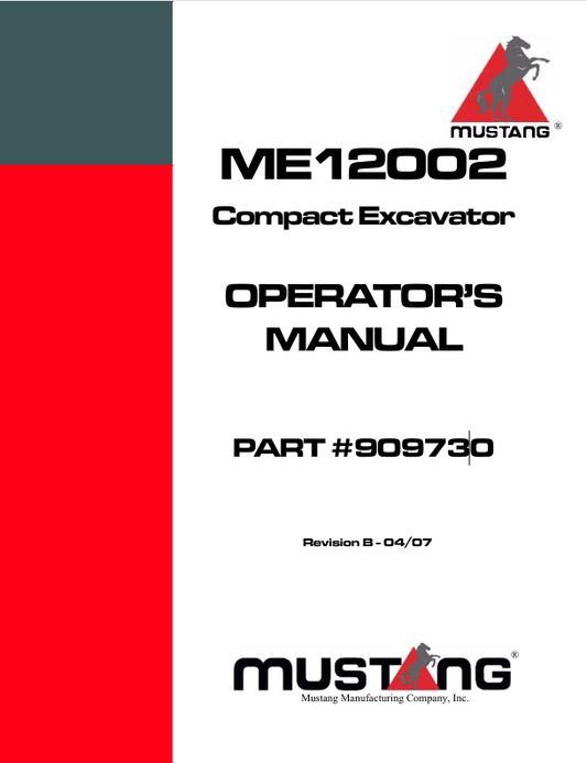MUSTANG ME12002 (909730) OPERATOR'S MANUAL - PDF FILE