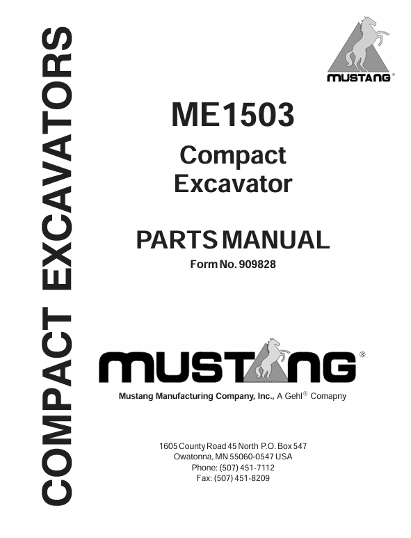 MUSTANG ME1503 (909828) PARTS MANUAL - PDF FILE