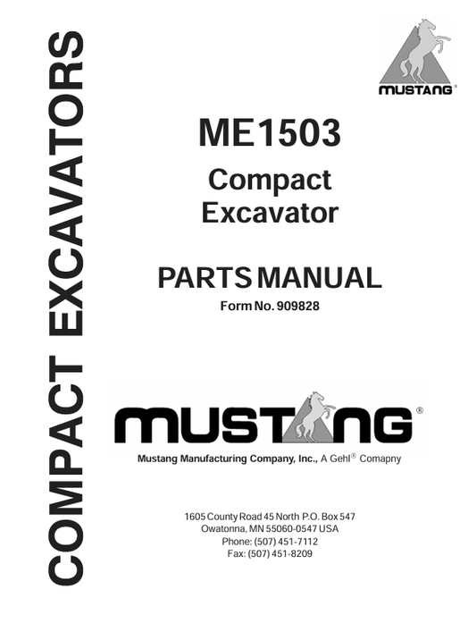 MUSTANG ME1503 (909828) PARTS MANUAL - PDF FILE