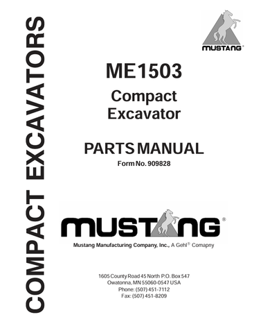 MUSTANG ME1503 (909828) PARTS MANUAL - PDF FILE