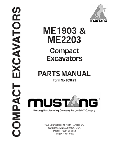 MUSTANG ME1903, ME2203 (909829) PARTS MANUAL - PDF FILE